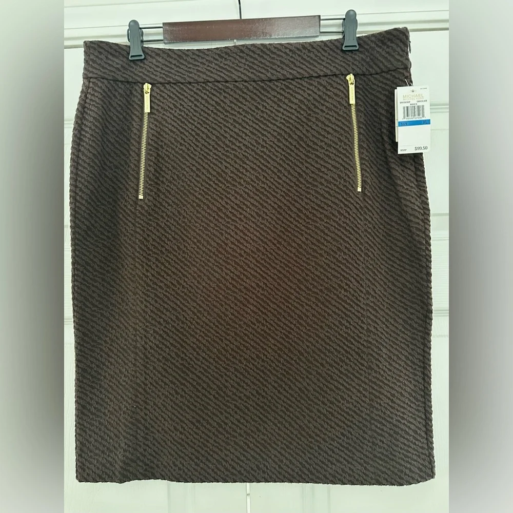 Michael Kors Brown Textured Pencil Skirt Size XL NWT